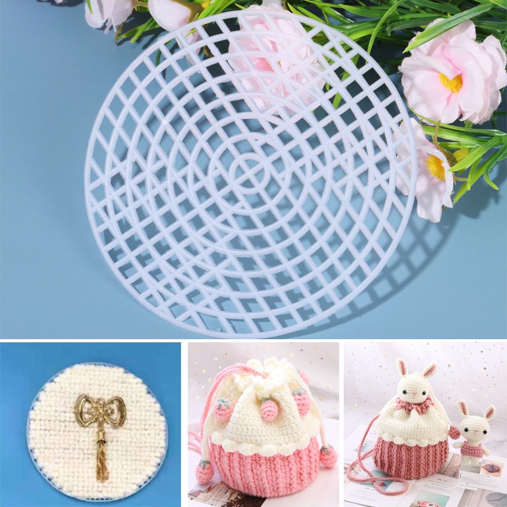Round Grid Board for DIY Bag Plastic Knitting and Weaving Helper Knit Sheet Easy Knitting Accessories Hand Bag White Net Cover