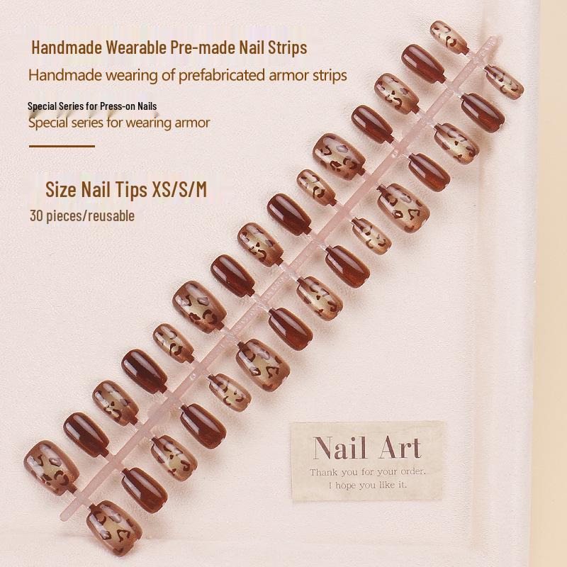 

Douyin Leopard Cat Eye Nails: High-End Autumn/Winter Pre-Made Tips Glue Type