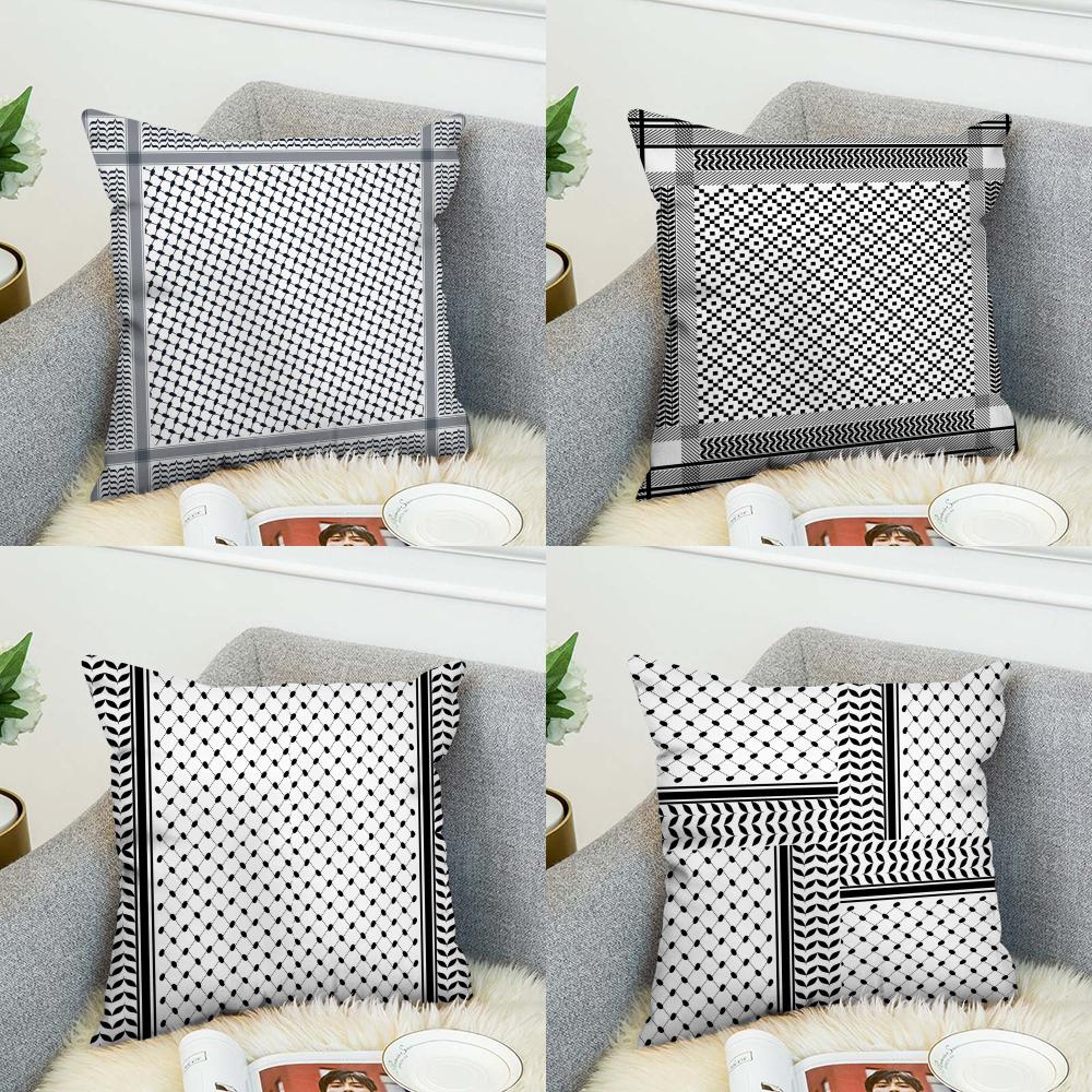 Arabic Keffiyeh Pillow Case For Car Sofa Decorative Home Doublesided Print Plush Square Throw Pillow Cushion Cover