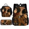 Child School Anime AttackS On Titan Backpack with Lunch Bags ,Pencil Bags ,School Bags for Boys Girls Best Gift