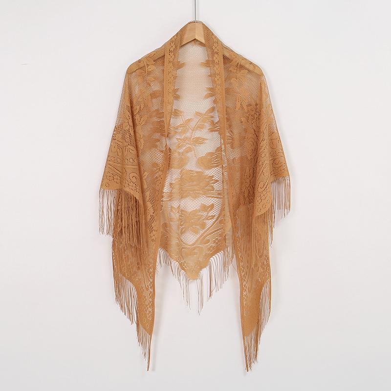 Women Fashion Triangle Wrap Lady Shawl Flower Lace Scarf Female Baby Tassel Shawls Scarves Spring Summer Photo Props Accessories