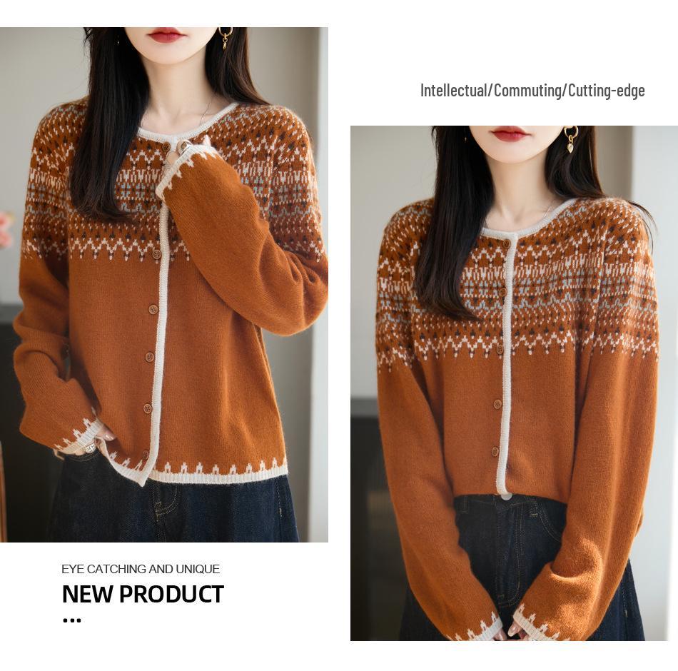 Women's 2025 Winter Fair Isle Jacquard Cardigan - Age-Reducing, Single-Breasted, Stylish and Chic