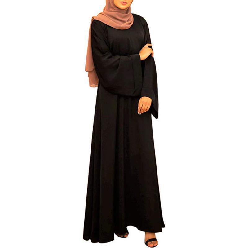 Abaya Women Muslim Long Dress Kaftan Solid Loose Plus Size Middle East Gown Jubah Baju Muslim Baju Raya [excluding Headband]