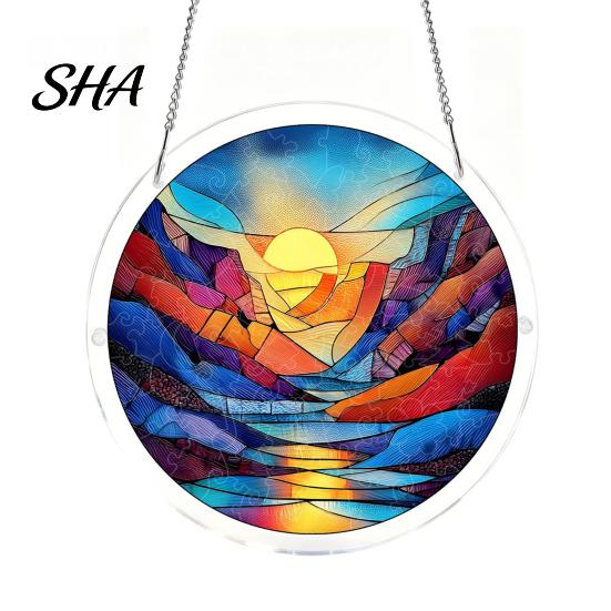 Window Decoration Puzzle Acrylic Suncatcher, Colorful Hanging, 7.48 Inch Sun Catcher Pendant Ornament, Ideal for Gifting And Home Decor Artistic Light