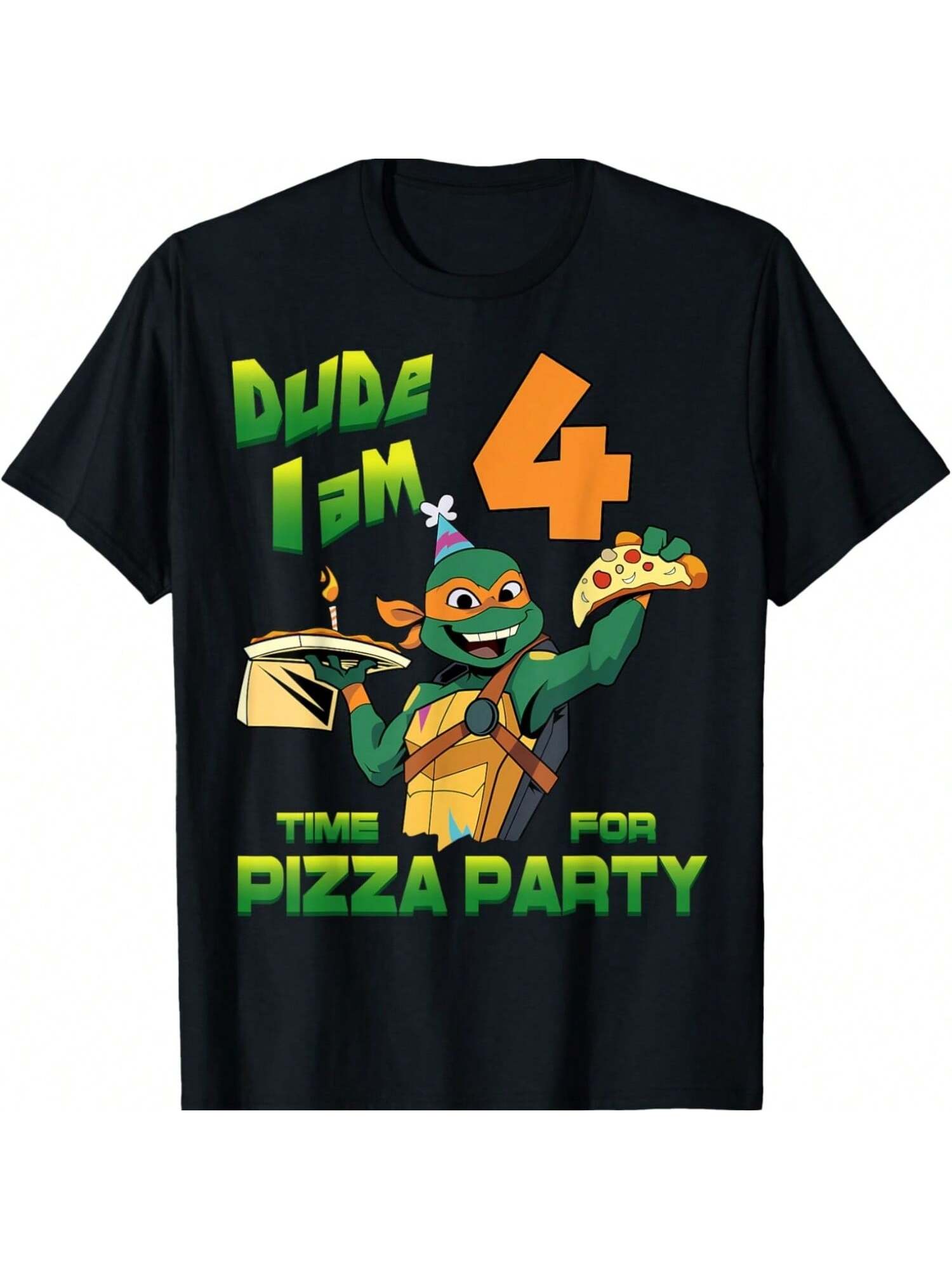 Mademark X Teenages Mutants Ninjas Turtless - Dude I Am 4 Years Old Mikey Pizza Birthday Party T-Shirt S