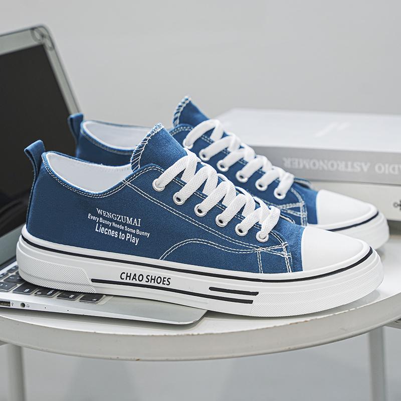 New Men's Fashion Low Top Skateboarding Canvas Breathable Shoes Students Boys Male Casual Comfortable Soft Sole Trending Sneakers