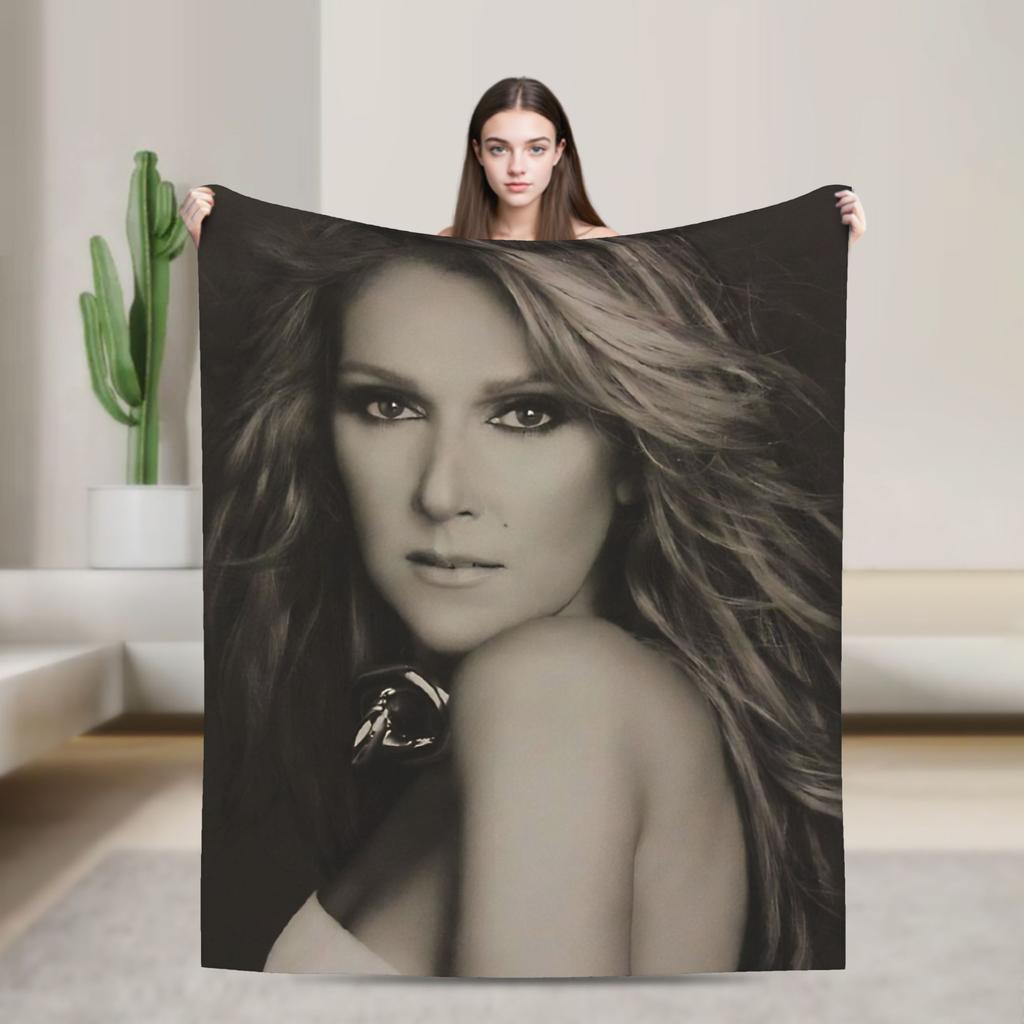 Celines Dion Siger Blanket Music Fuzzy Vintage Soft Throw Blankets for Home Summer