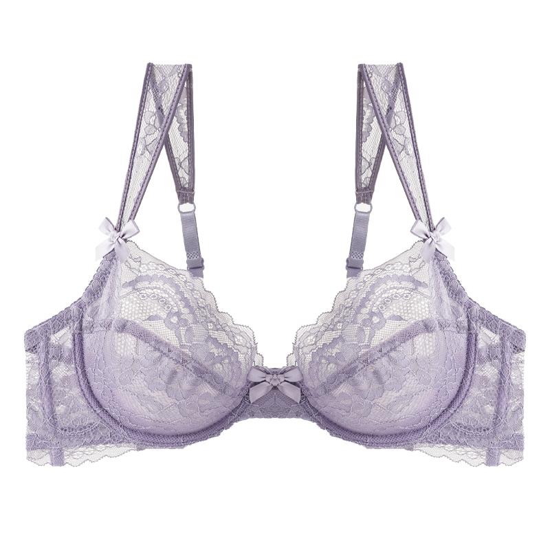 Letní ultratenké krajkové květinové podprsenky Dámské sexy spodní prádlo Francouzská romantická push-up podprsenka S mašličkou Dámské prodyšné podprsenky