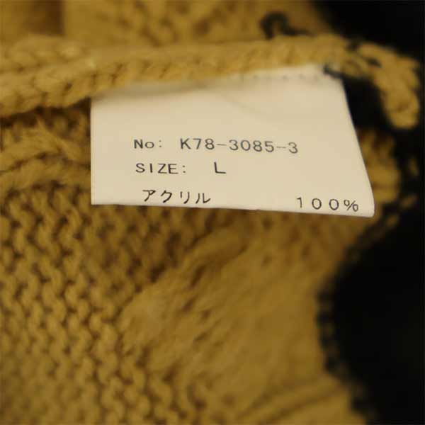 TEMPTATION Cable Long sleeve V neck knit L Brown sweater Men's Used