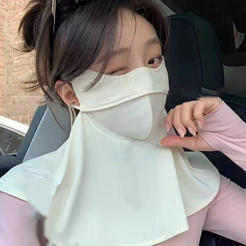 Summer Ice Silk Sun Protection Mask For Women Upf50+ Anti-Uv Scarf Outdoor Cycling Hiking 360Fahrenheitace Neck Cover
