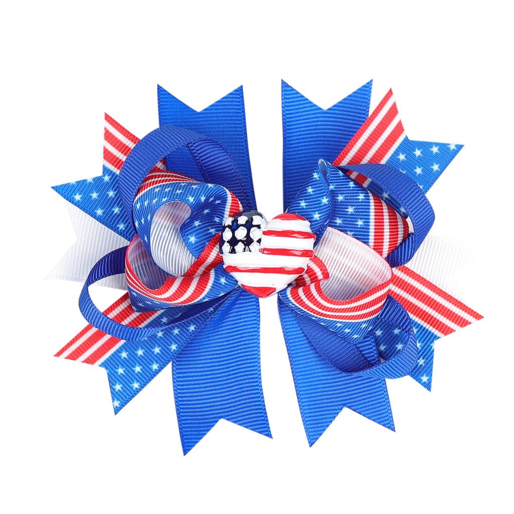 5 Inch Independence Day Bowknot Stacked Hairpins 4th of July Hair Bow Hair Clip American Flag Patriotic Bows Hair Accessories