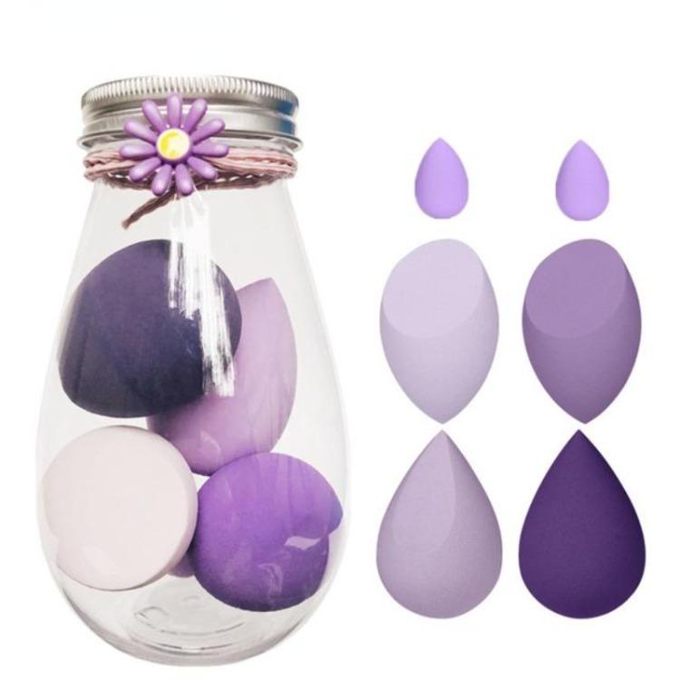 4/5/6ks Sada houbiček na make-up Kosmetická labutěnka pro krémový krémový korektor na make-up s krabičkou Flower Series