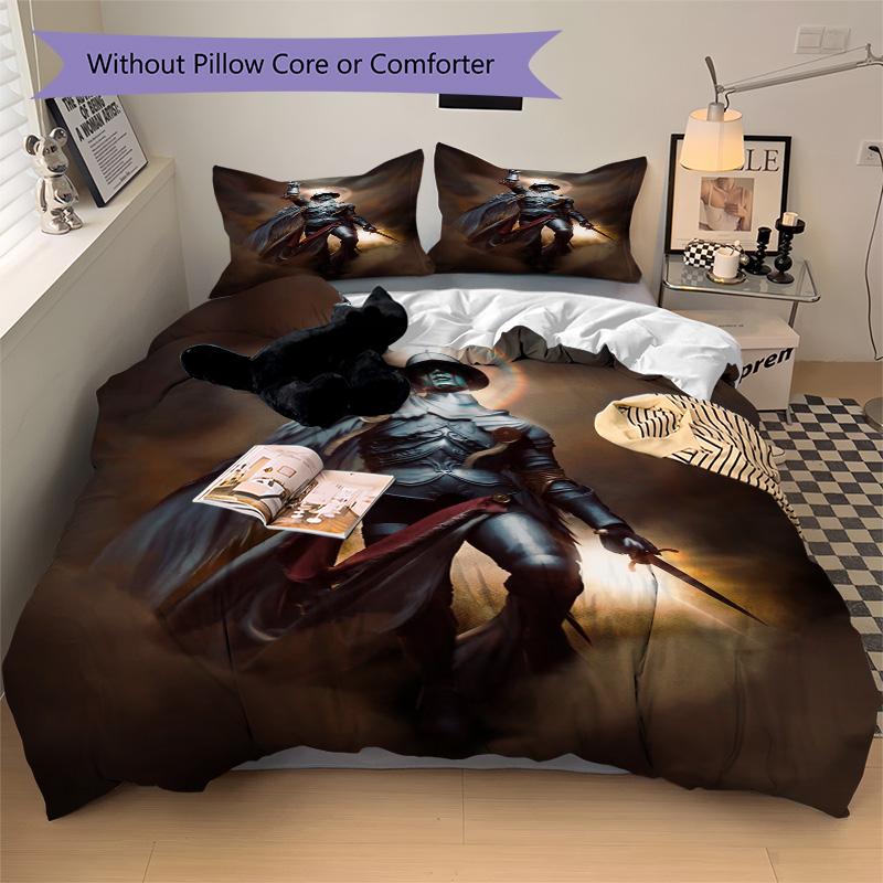 Holy Warrior Bedding 3 Piece Set HD Print Duvet Cover Pillowcases for Teens Adult Bedroom Decoration Christmas Gift
