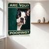 Vintage Bostonterrier 'ÄR DU?' BAJSA?' Metallplåtskylt Humoristisk Väggplakett med Hål för Upphängning för Hembaren Kafé Man Cave Dec