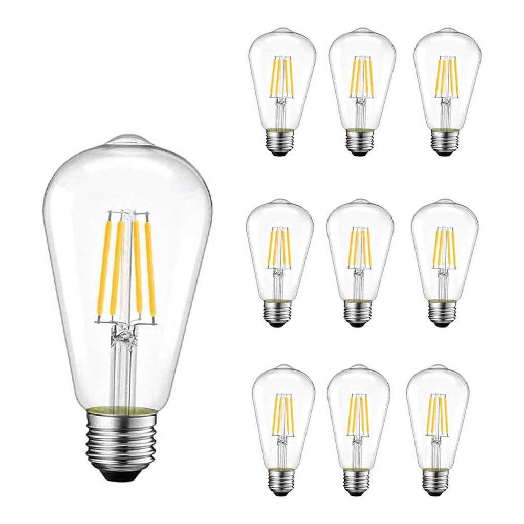 10 PZ Lampadina LED Edison ST64 4W E27 220V Decorazione Vintage Lampada con Filamento in PC Illuminazione Retrò Bianco Caldo Stile Antico per Luci a Stringa