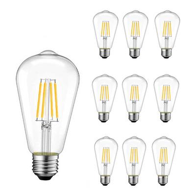 10 ks LED Edison žárovka ST64 4W E27 220V Vintage Dekor PC Filamentová lampa Retro osvětlení Teplá bílá Antický styl pro girlandy