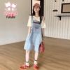 Girls' Summer Denim Overall Shorts