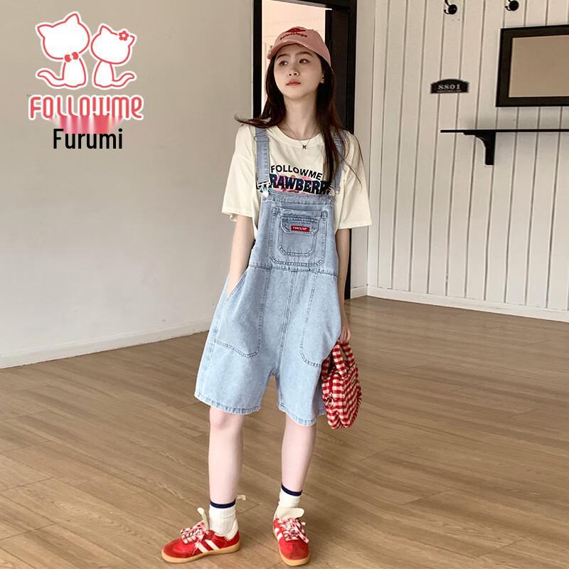 Girls' Summer Denim Overall Shorts