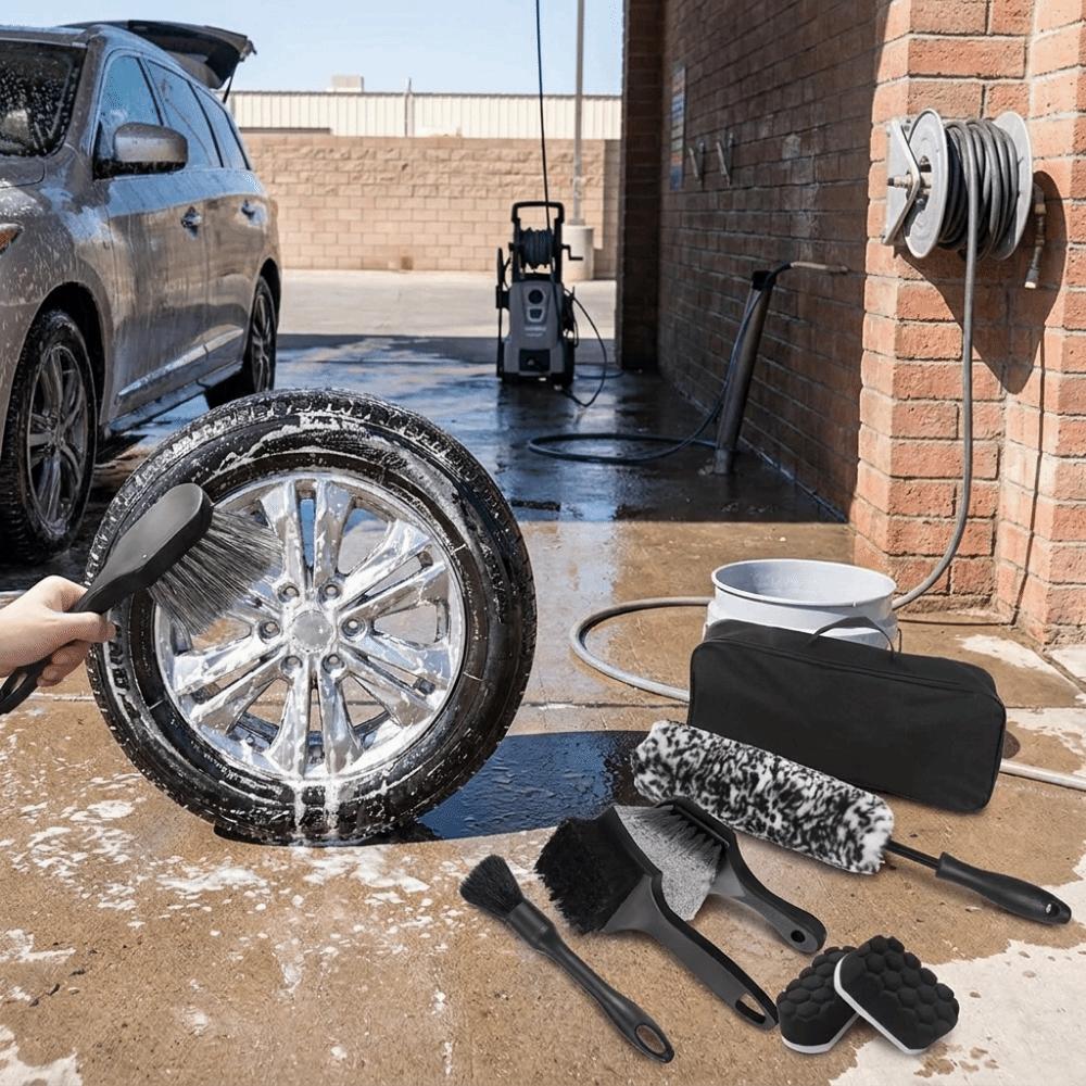 3/7 pcs Soft Car Wheel Brush Kit Non Abrasive Bristles Rim Washing Brush  For Road Trip Travel Truck