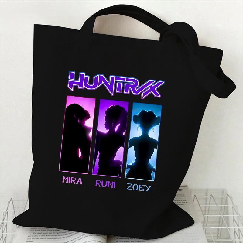 Spot KPOP Demon Hunter Girl Group HUNTRX Printed Canvas Bag Shoulder Student Handbag