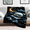 "Starry Night Panda Plush Toy - Cute Moon Blanket Set"Blanket Flannel Throw Blanket for Sofa, Bed, Travel, Camping, Office, Couch, Chair, An