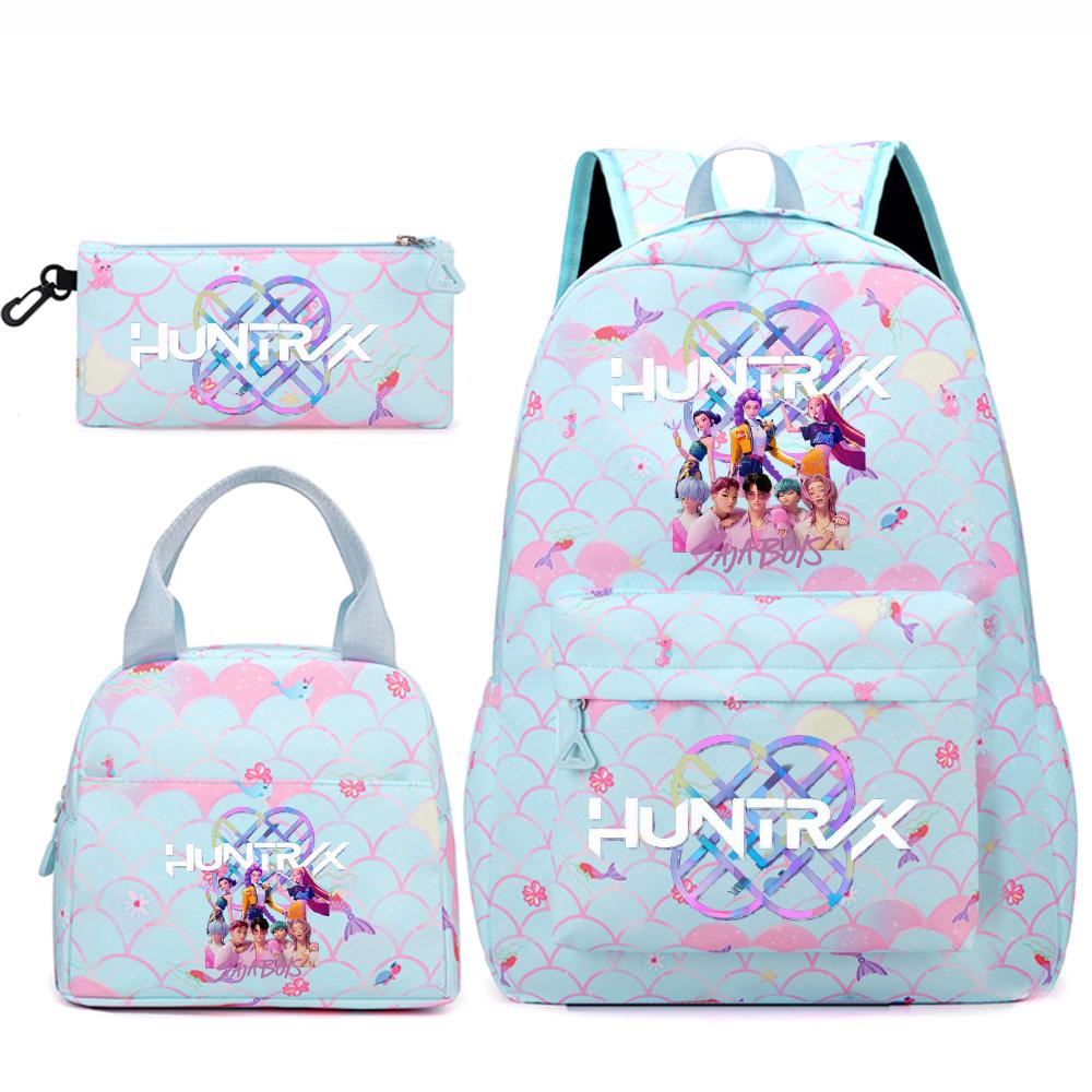 3 Stück/Set Anime Niedlich Kpop Bedruckter Rucksack Handtasche Federmäppchen für Teenger Studentin Student Junge Schultasche Kinder Schultasche Große Kapazität Reisetasche Geschenk