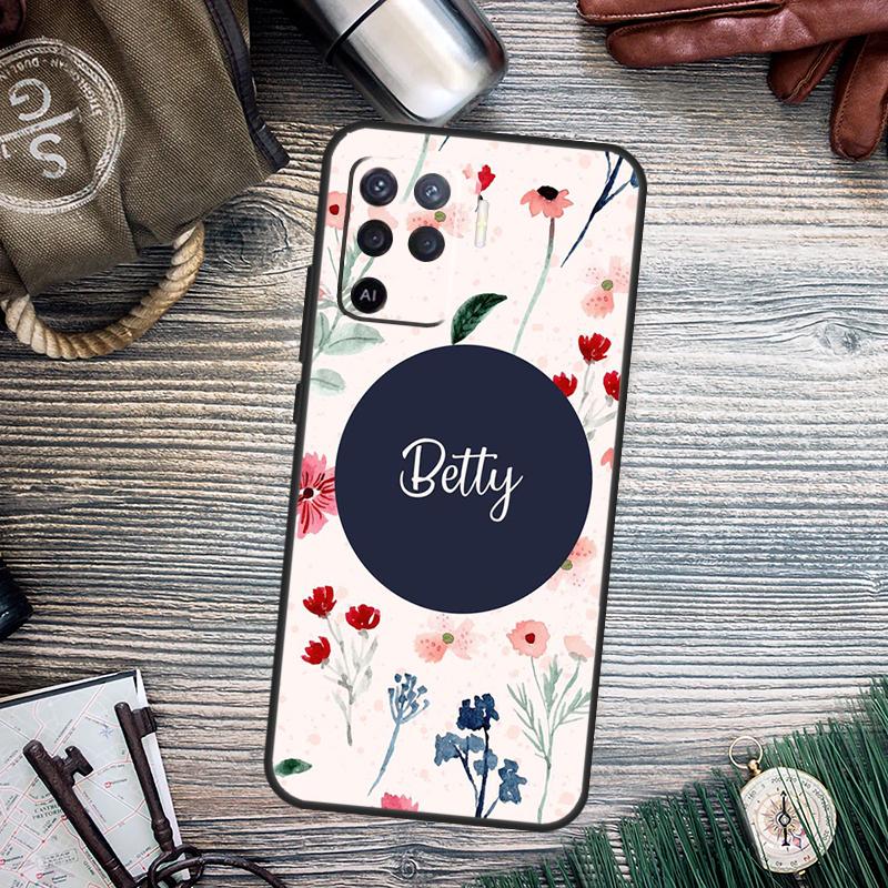 PERSONALISED floral name initial Case For OPPO A98 A78 A79 A16 A76 A96 A5 A9 A53 A17 A77 A15 A52 A72 A74 A94 A54S A57S Cover