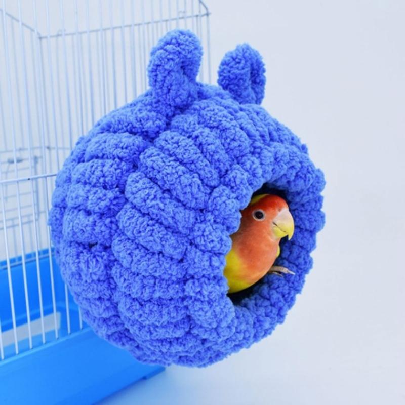 Bird Nest Hanging Bed for Cage Winter Warm House Plush Tent Parrot Snuggle Hideout for Sleeping Playing & Rest