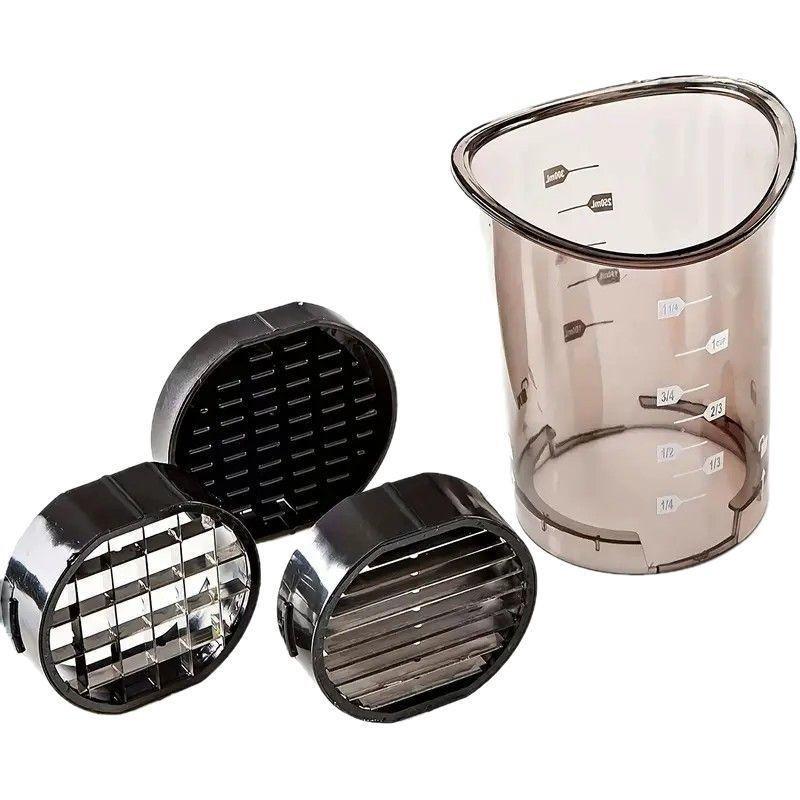

3-In-1 Manual Vegetable Chopper And Slicer Cup - Plastic Body With Carbon Steel Blades, Dishwasher , Suitable For Outdoor Camping And Kitchen