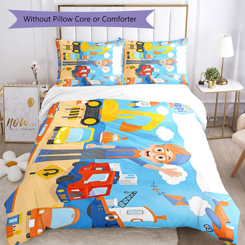 3pcs Blippi Bedding Set Duvet Cover Closure Includes 1 Duvet Cover & 2 Pillowcases, Soft and Comfortable for All Seasons.