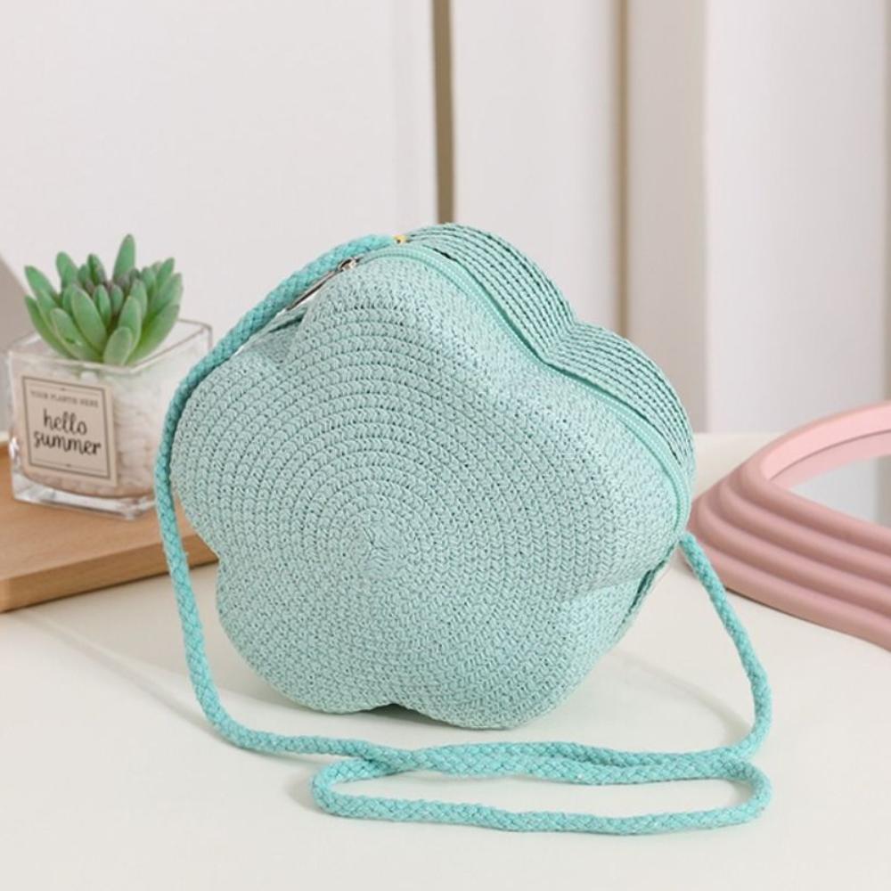 

Kawaii Straw Small Shoulder Bag Vacation Woven Crossbody Bag Vacation Beach Straw Bag Girls бежевий
