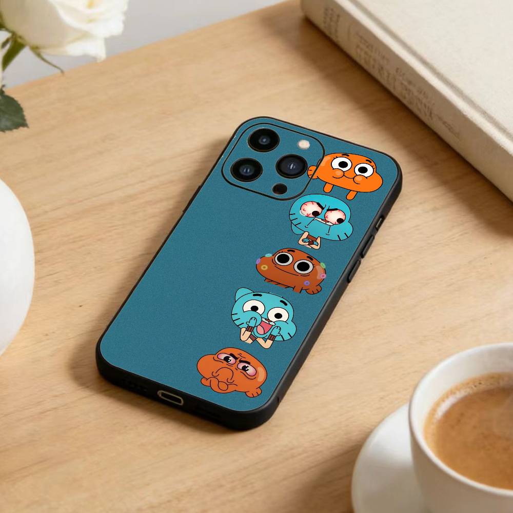 Custodia per Telefono S-Gumball e Darwin Per iPhone 17 16 15 14 13 12 Max Plus Silicone Copertura Nera