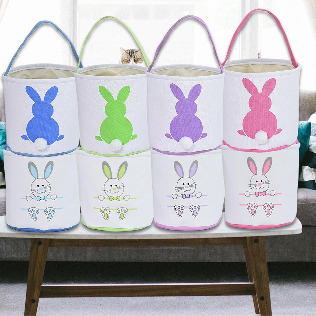 Cute Easter Egg Personalized Bag Easter Rabbit Buckets for Kids Gift Carrying Eggs, Candies and Toys Party Decor