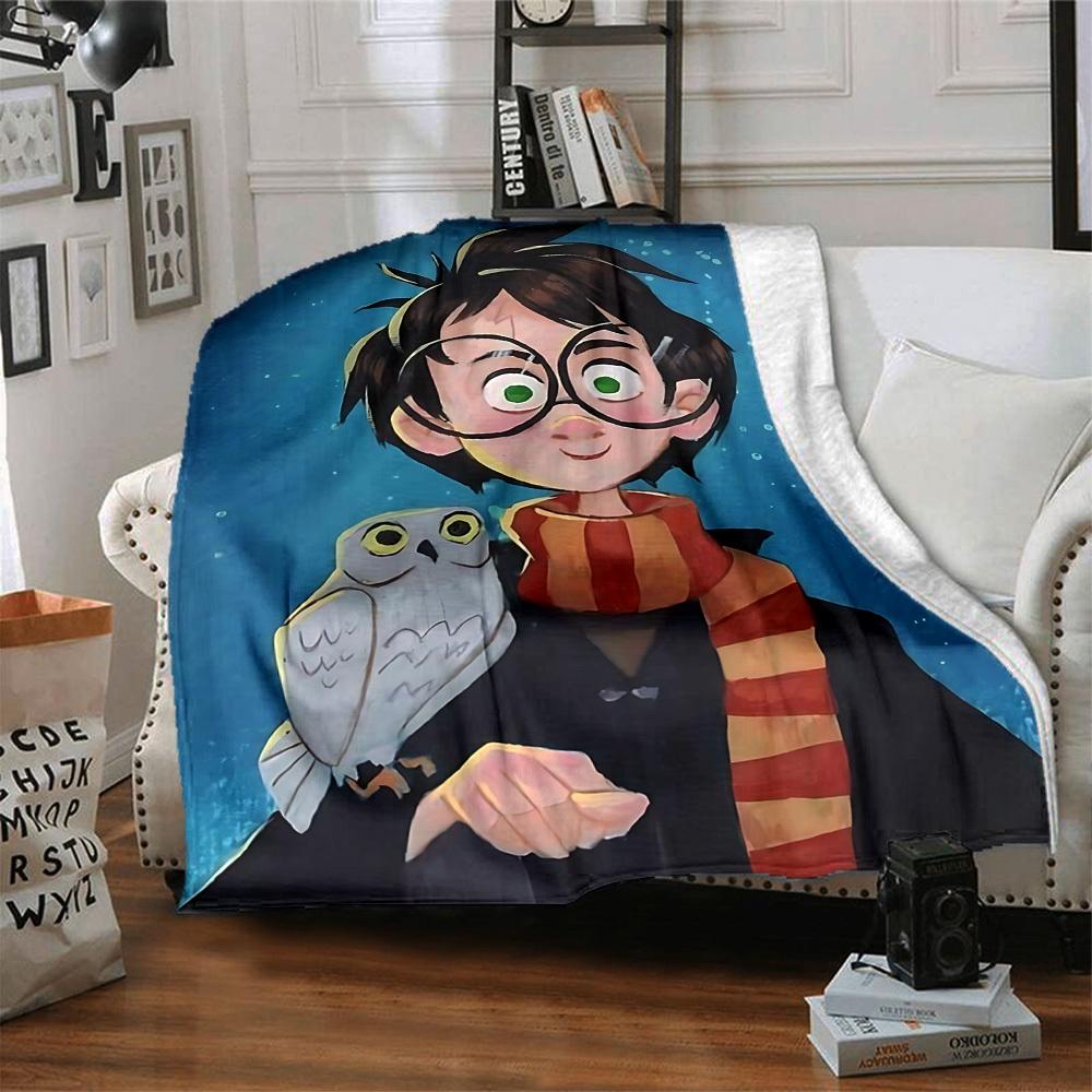 1pc Harry Potter Wizard Owl Flannel Throw Blanket - Lightweight Soft Warm All-Season Blanket for Sofa, Bed, Travel, Camping  L1029060