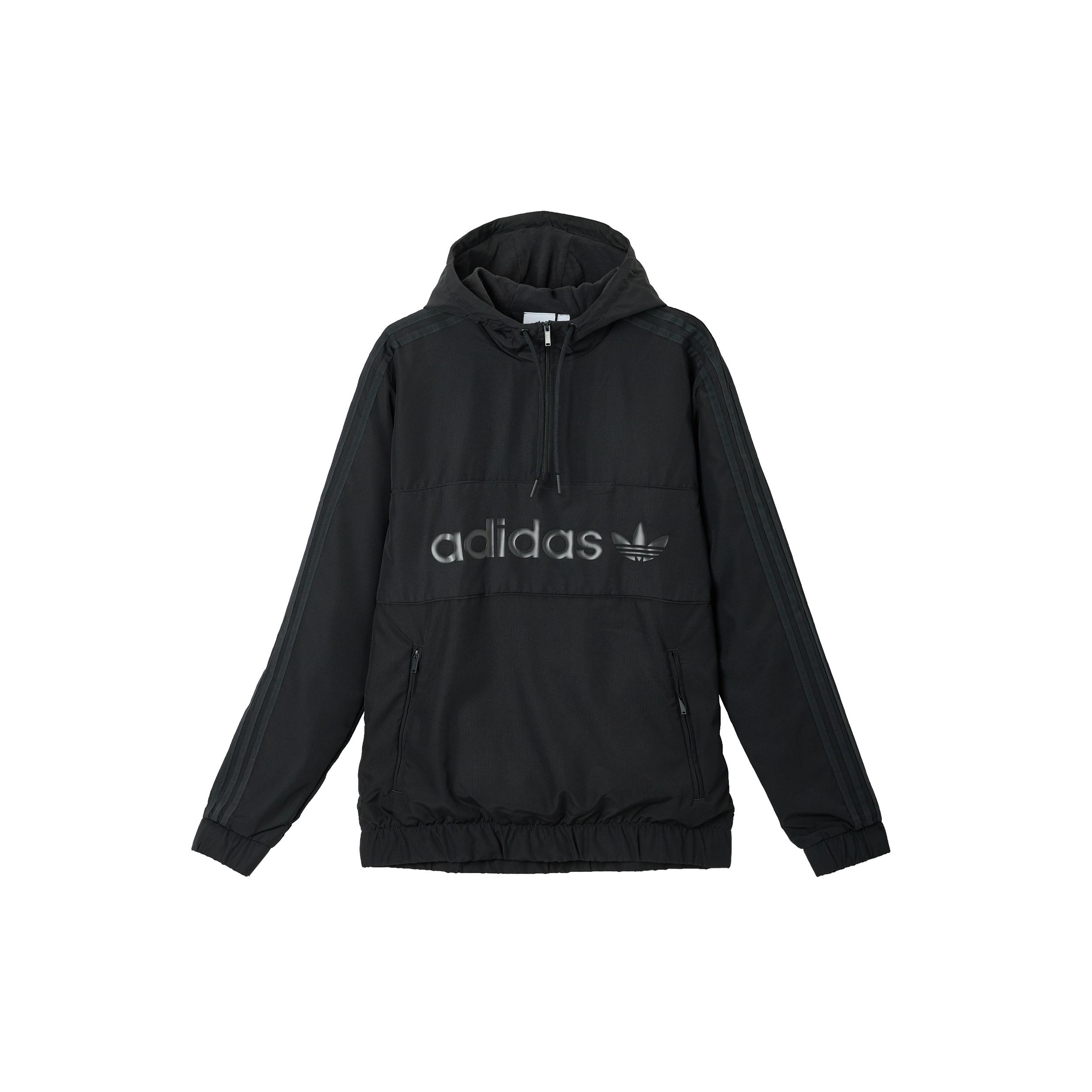 adidas Solid Color Logo Pattern Printing Cardigan Hooded Jacket Black Men s FQ5140 S