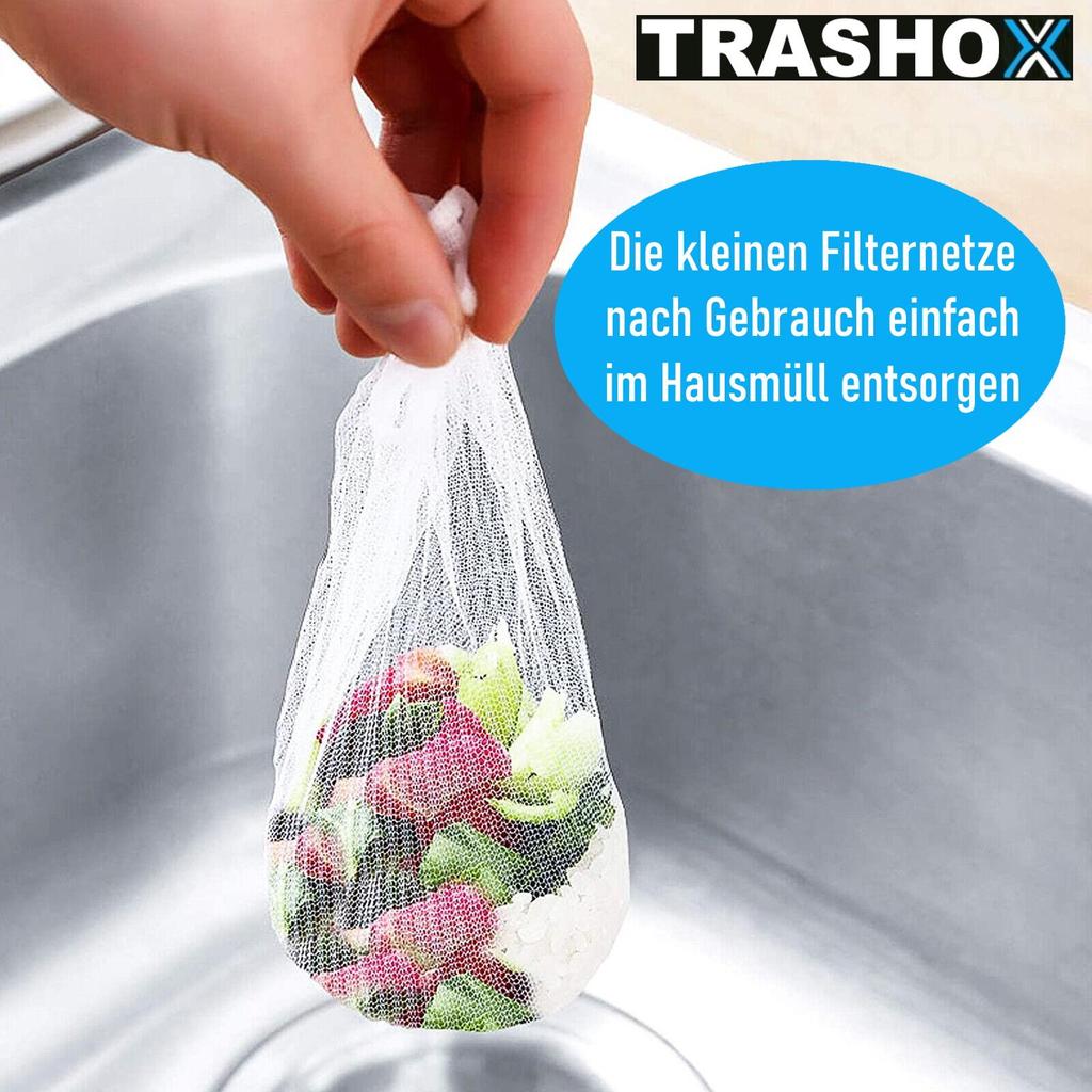 TRASHOX Küchenspülen Sieb Spülbecken Filter Korb Abflusssieb inkl.100 Filterbags