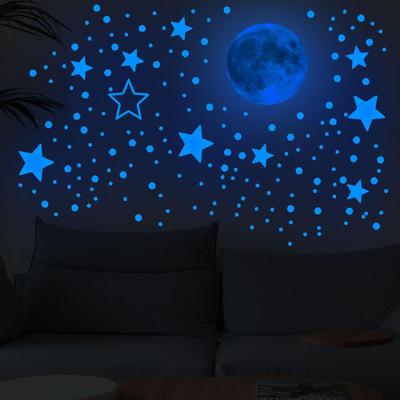 5x Glow in The Dark Wandaufkleber Sterne Mond Punkt Geschenk Haftung Wohnzimmer