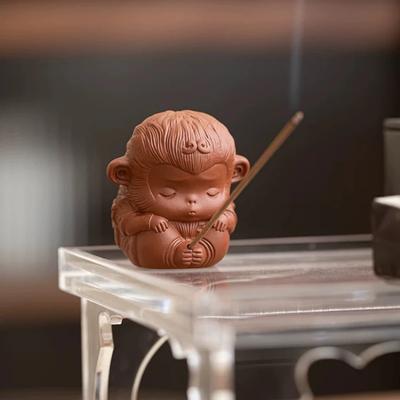 Chinoiserie Ceramiczne Naczynia Prezentowe Fioletowa Glina Król Małp Sun Wukong Małpa Patyczki Zapachowe Rękodzieło Aromaterapia Czajniczek Dekoracja Biurka