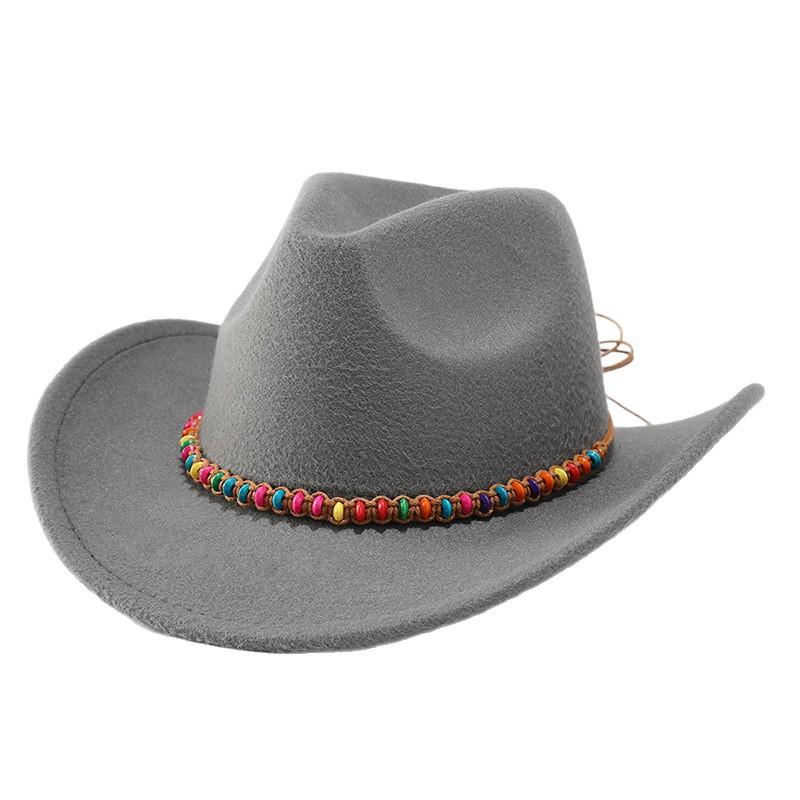 Spring, autumn and winter men's and women's riding woolen felt hats, western cowboy hats, British, European and American classic retro wide-brimmed to