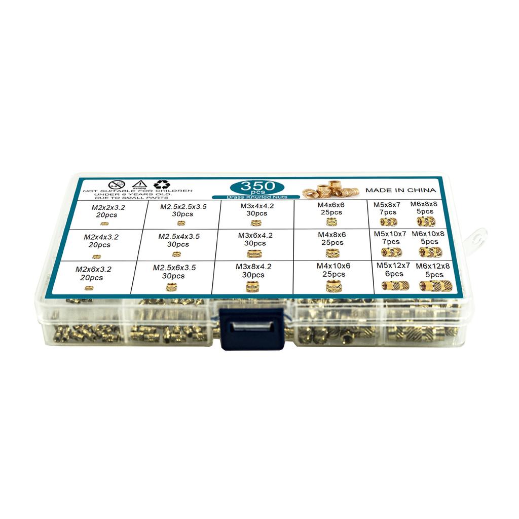Complete Collection of 350pcs Threaded Inserts Threaded Inserts Press-in Nuts Brass Embedding Nuts for Printing Needs