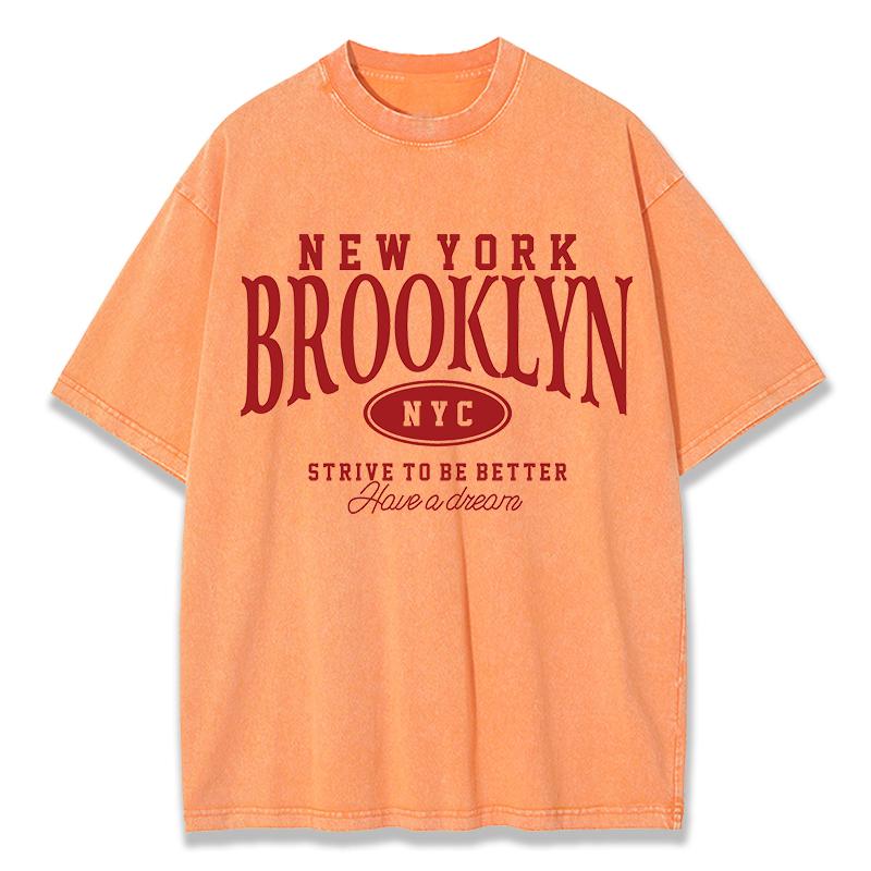 New York Brooklyn Nyc Prints Washed T Shirts Womens Cotton Oversized TShirts Distressed ONeck Comfortable Tops Summer Clothes