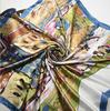 90*90cm Luxury Brand Women Silk Scarfs Van Gogh Painting Square Scarves Spring Summer Shawls For Ladies