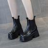 Autumn and winter new women's thick-soled Martin boots 2025 versatile fashion medium tube square head solid color fashion boots increased by 11
