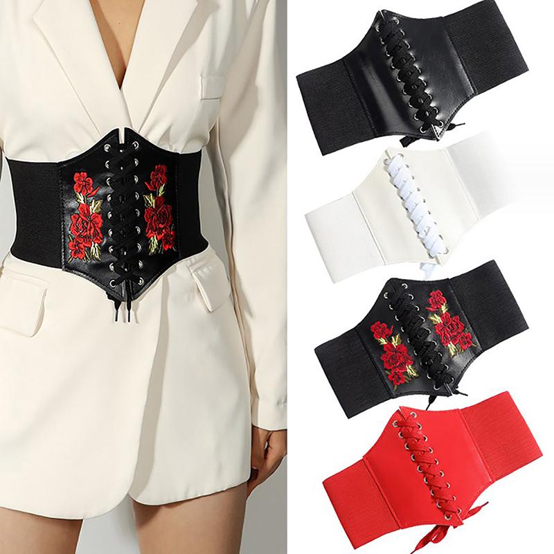 Corset de damă centură gotică din piele PU pentru femei corset cu șireturi centuri de slăbire talie corset vintage curea neagră lată pentru fată