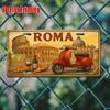 Printing, , Vintage Metal License Plate, Outdoor Wall Art , Number ROMA Aluminum Sign with and Wine, for Home, Bar, Cafe, Gar