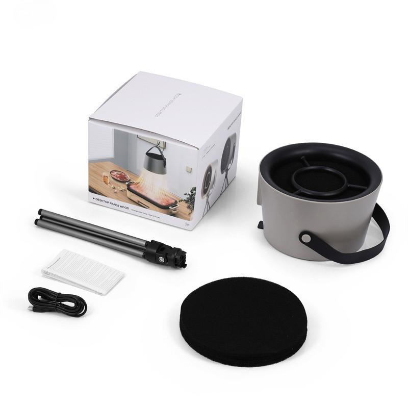 1200Pa Household Small Desktop Exhaust Fan Kitchen BBQ Hot Pot Smoke Exhaust Device Strong Suction Portable Range Hood