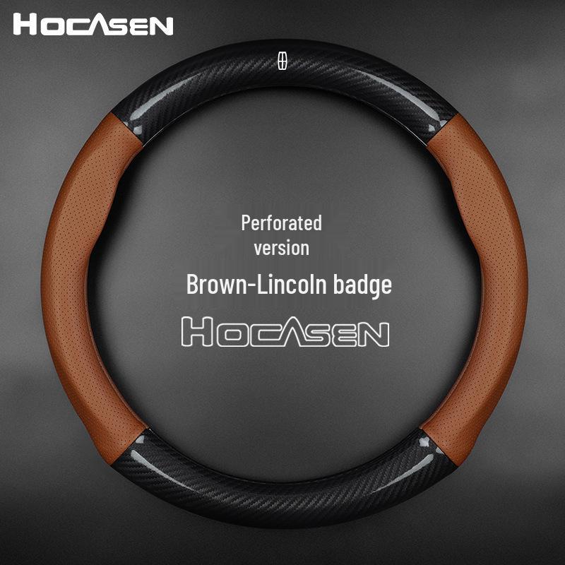 Lincoln Genuine Leather Steering Wheel Cover for MKZ, MKC, MKT - All-Season, Universal Fit