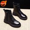 Black Chunky Round Toe Booties Autumn Winter Warm Women'S Ankle Boots Sale Y2K Large Size High Quality Pu Female Short Shoes