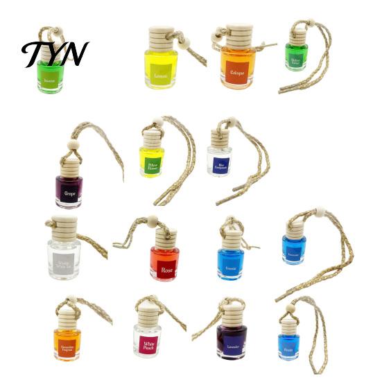 Hanging Essential Oil Bottle for Closet Car Aromatherapy, Glass with Volatile Wooden Stopper Diffuser, Portable Interior Accessories Air Freshener