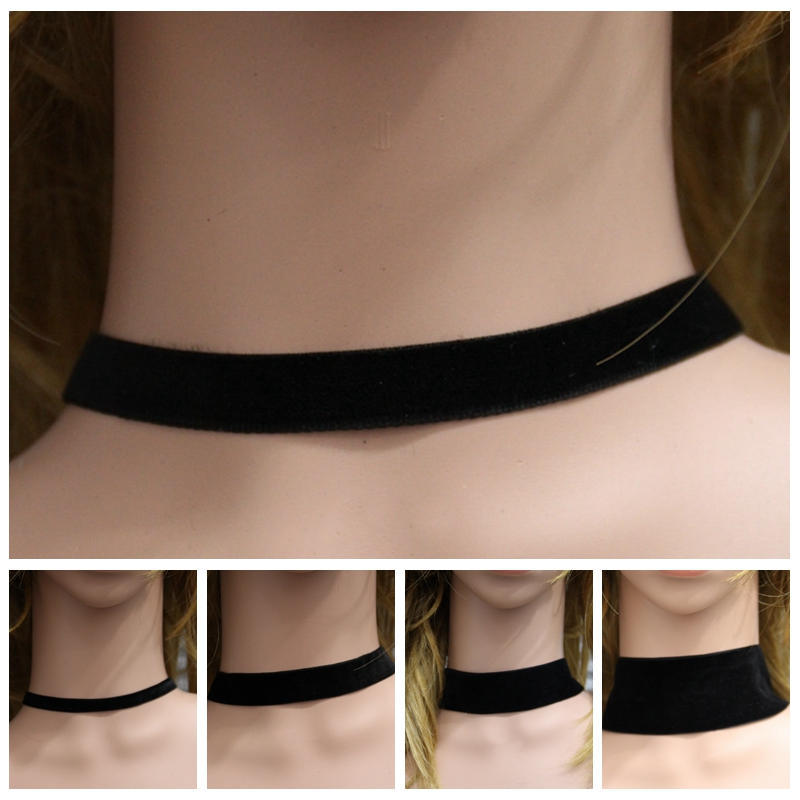 Svart Sammet Choker Halsband Goth Gotisk Handgjord Retro Burlesk Smycke